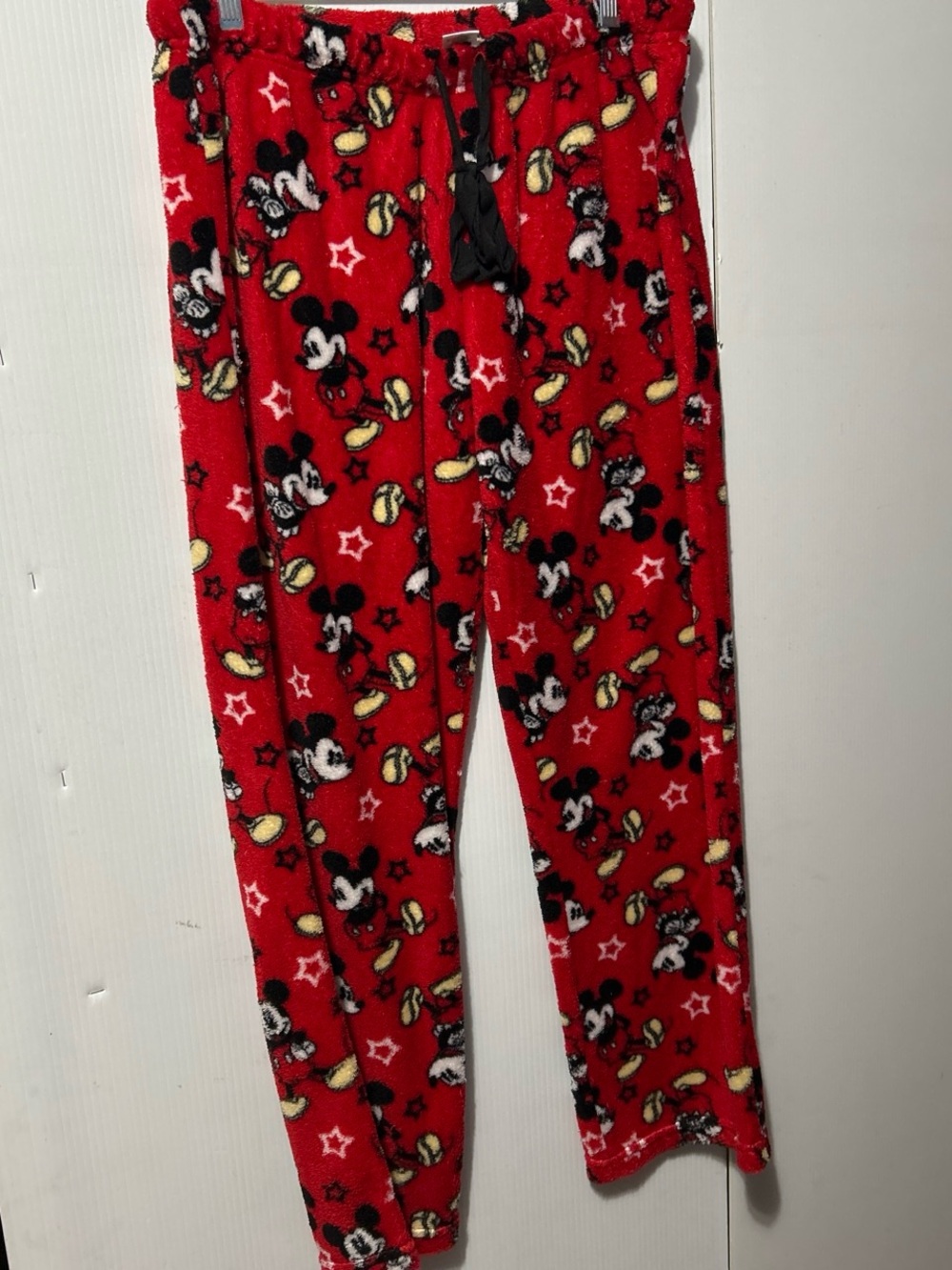 Disney Red Mickey Mouse Fleece Pajama Bottoms with Black Drawstring